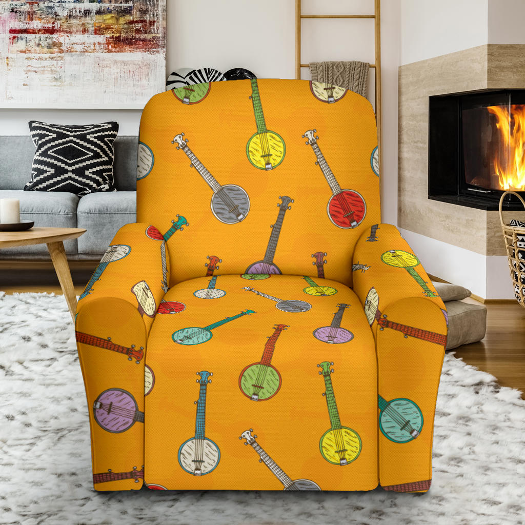Banjo Pattern Print Design 02 Recliner Slipcover with Pocket