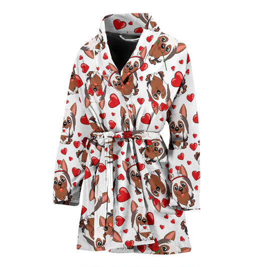 Silky Terriers Heart Print Design LKS302 Women Bathrobe
