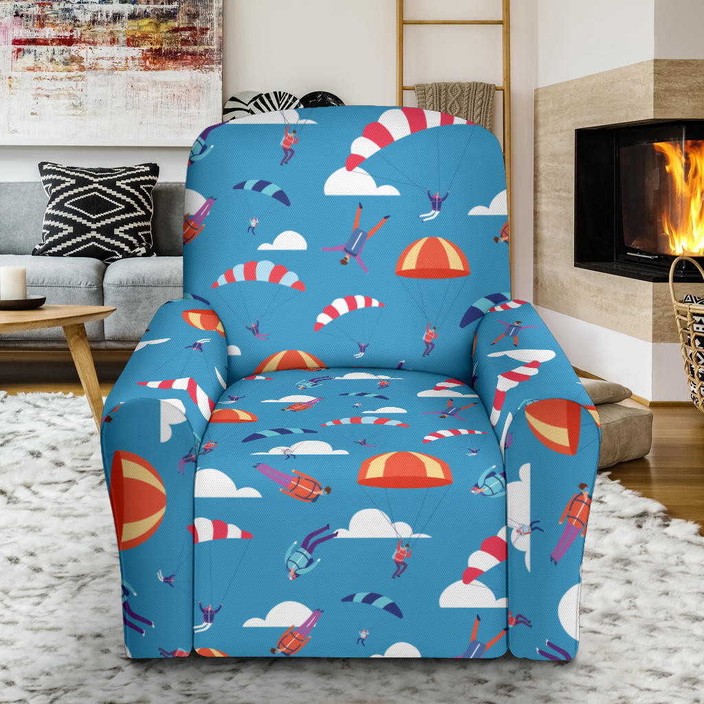 Skydiving Pattern Print Design 03 Recliner Slipcover with Pocket