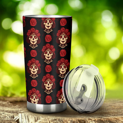 Day of the Dead Skull Girl Pattern Tumbler