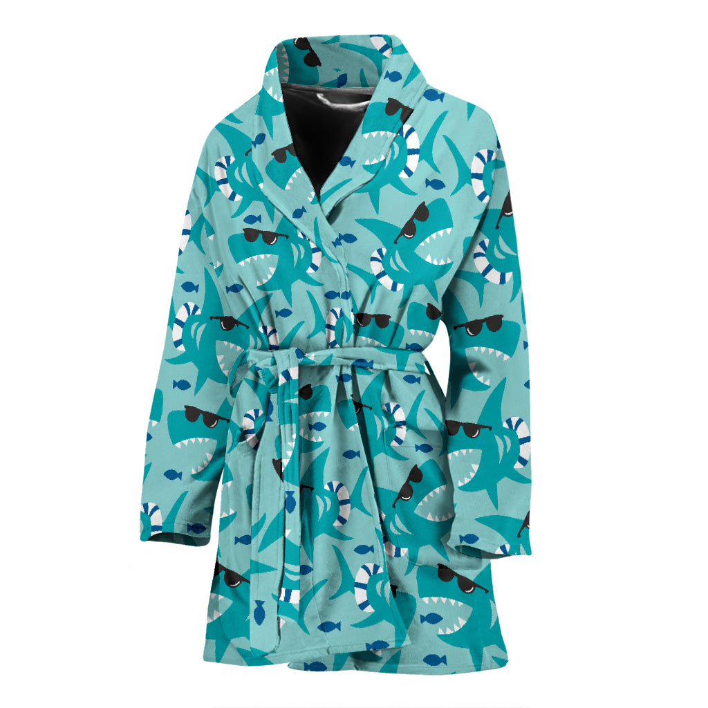 Shark Cute Print Design LKS302 Women Bathrobe