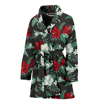 Tropical Flower Print Design LKS303 Women Bathrobe