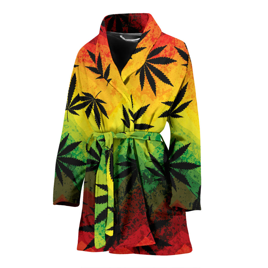 Rasta Pattern Print Design A02 Women Bathrobe