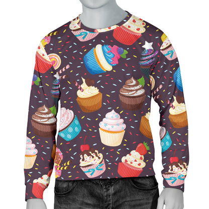 Cupcakes Party Print Pattern Men Long Sleeve Sweatshirt