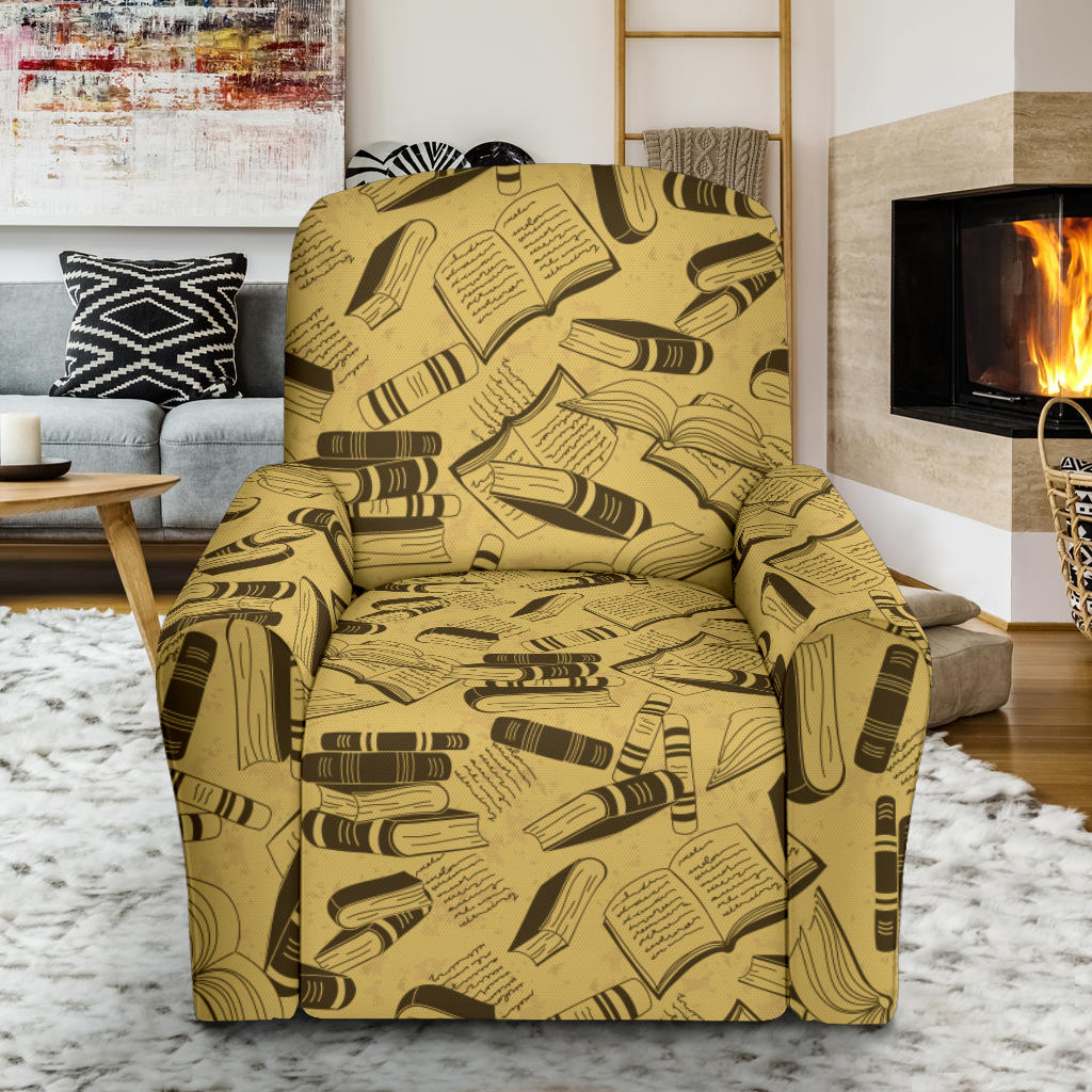 Book Pattern Print Design 02 Recliner Slipcover with Pocket