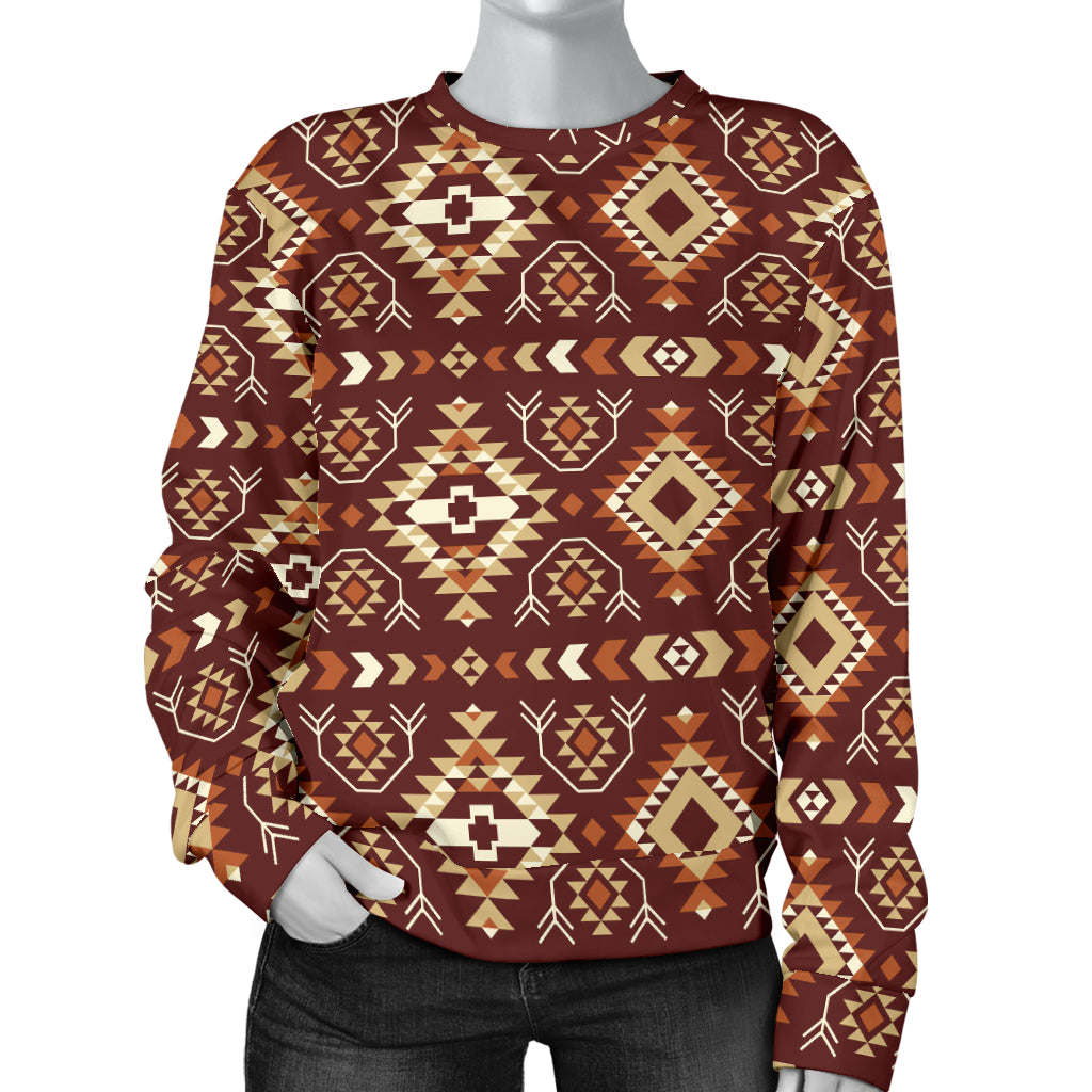 Navajo Native Color Print Pattern Women Long Sleeve Sweatshirt