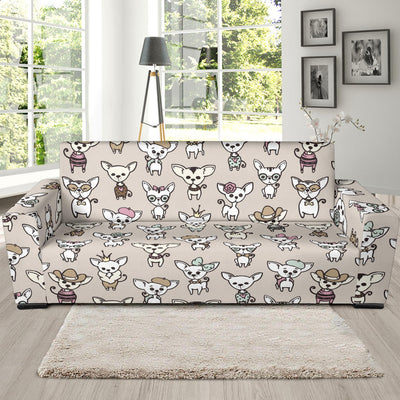 Chihuahua Pattern Print Design 02 Sofa Slipcover