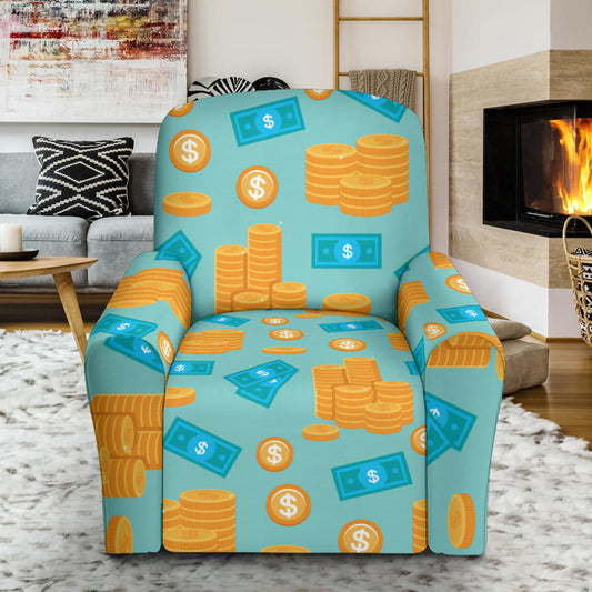 Money Pattern Print Design 03 Recliner Slipcover with Pocket
