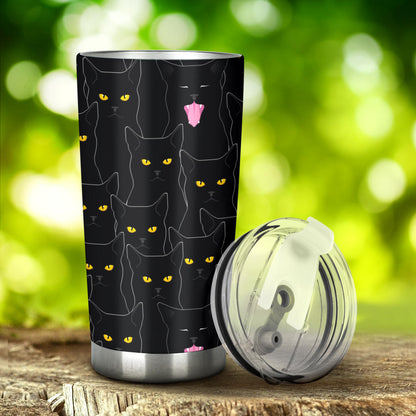 Black Cat Yellow Eyes Print Pattern Tumbler