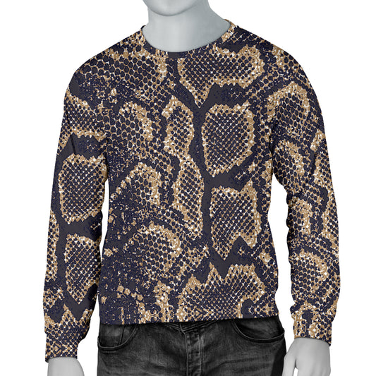 Snake Skin Pattern Print Men Long Sleeve Sweatshirt