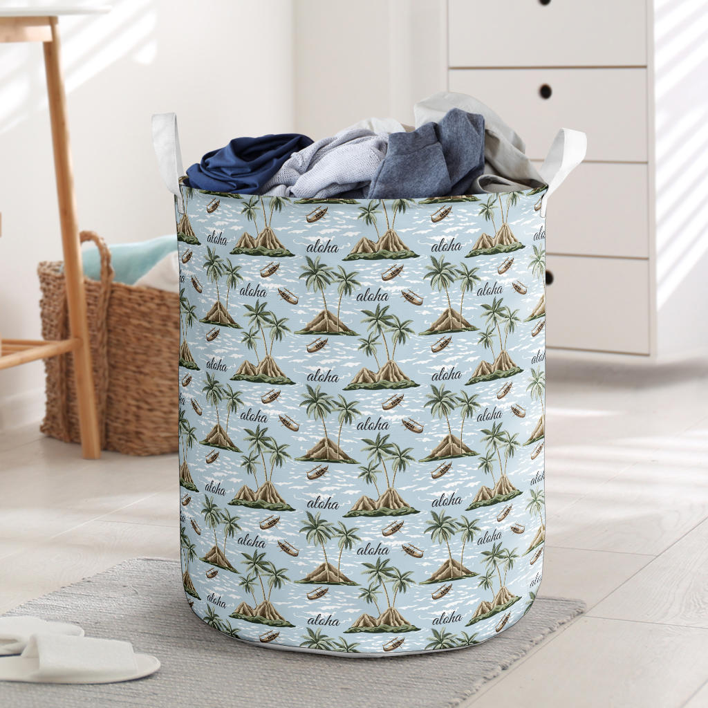 Aloha Hawaii island Design Themed Print Laundry Basket
