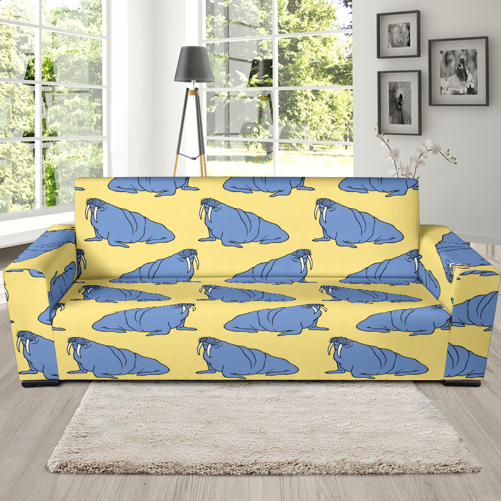 Walrus Pattern Print Design 02 Sofa Slipcover