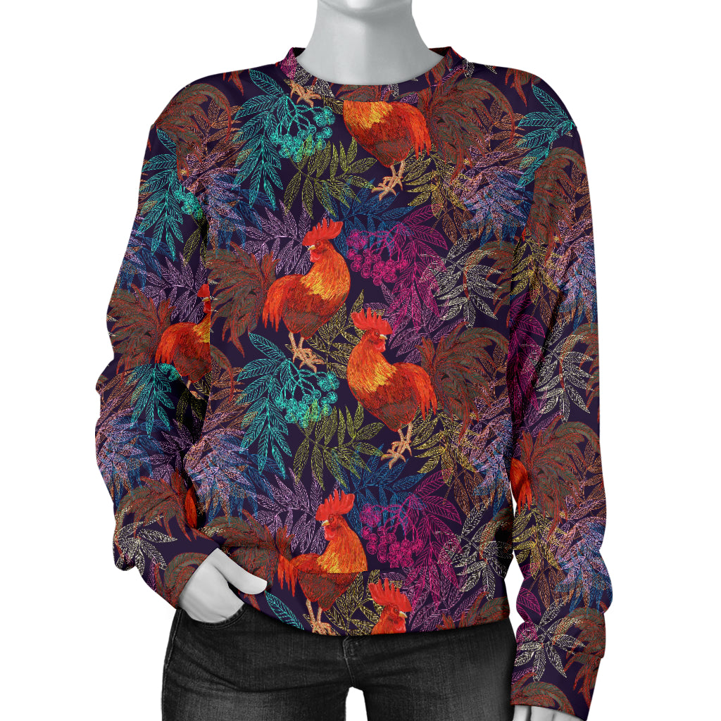 Rooster Print Style Women Long Sleeve Sweatshirt