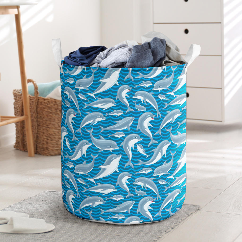Dolphin Cute Print Pattern Laundry Basket