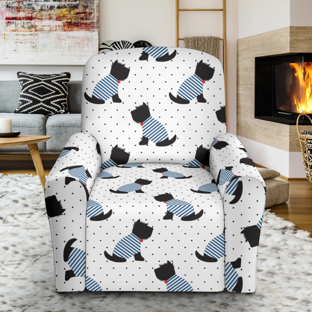 Scottish Terriers Print Design LKS3013 Recliner Slipcover with Pocket