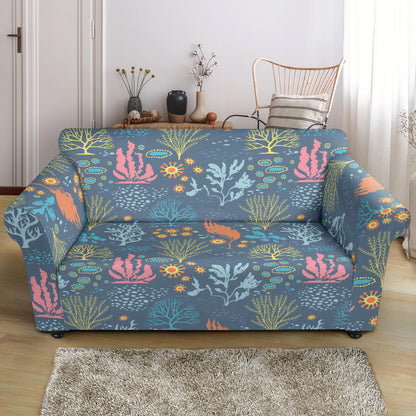 Seaweed Print Design LKS304 Loveseat Couch Slipcover