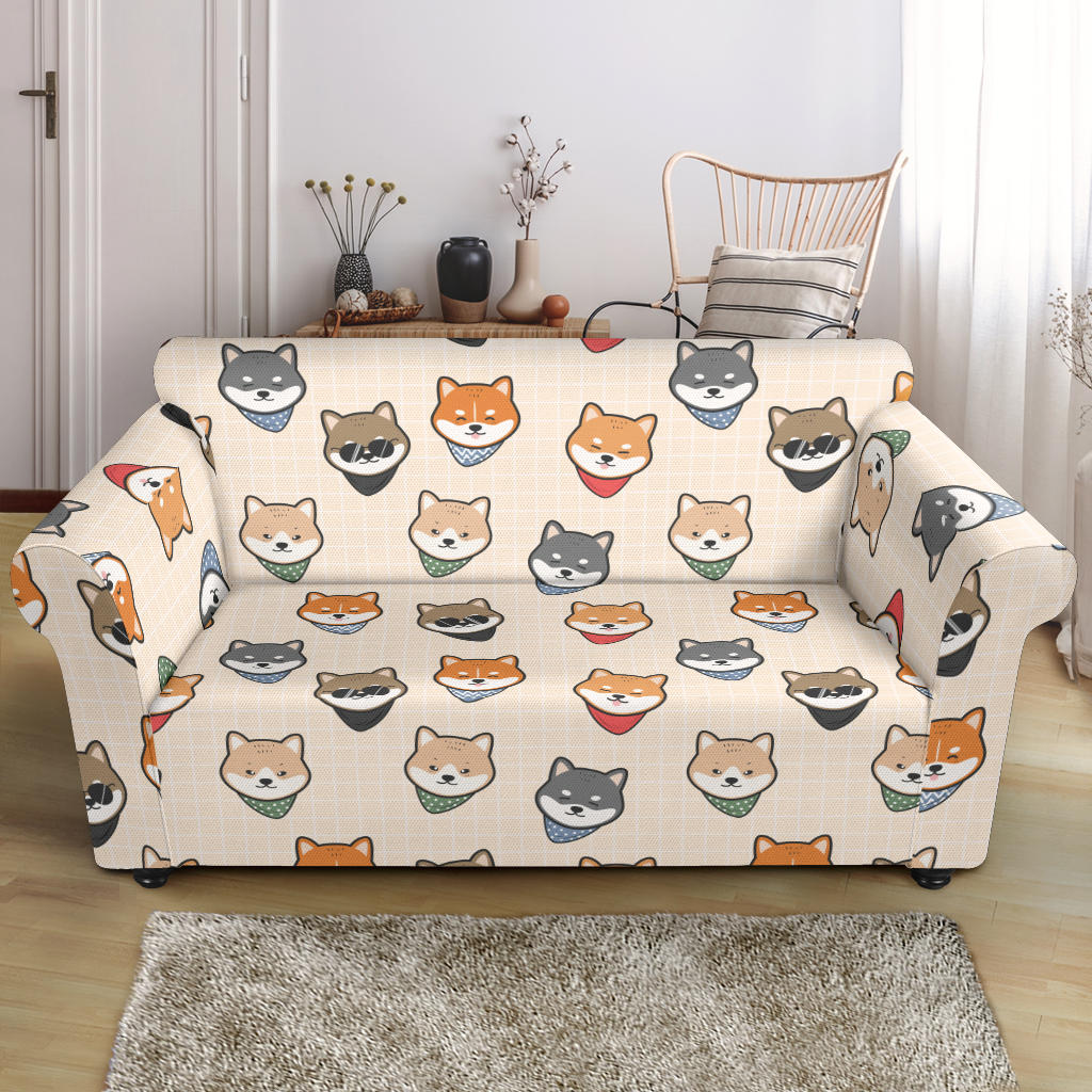 Shiba Inu Print Design LKS3010 Loveseat Couch Slipcover