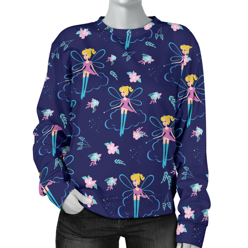 Fairy Cartoon Style Print Pattern Women Long Sleeve Sweatshirt
