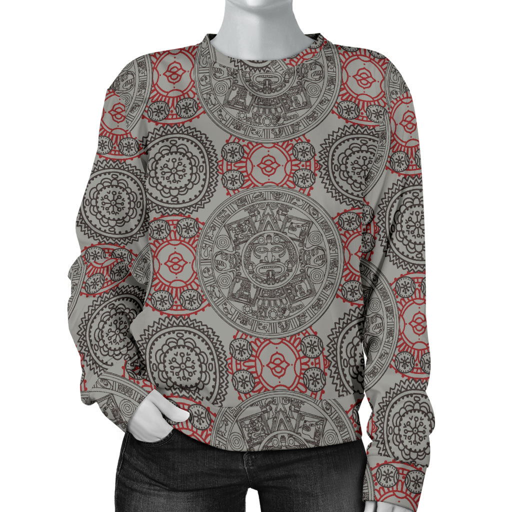 Calendar Aztec Style Print Pattern Women Long Sleeve Sweatshirt