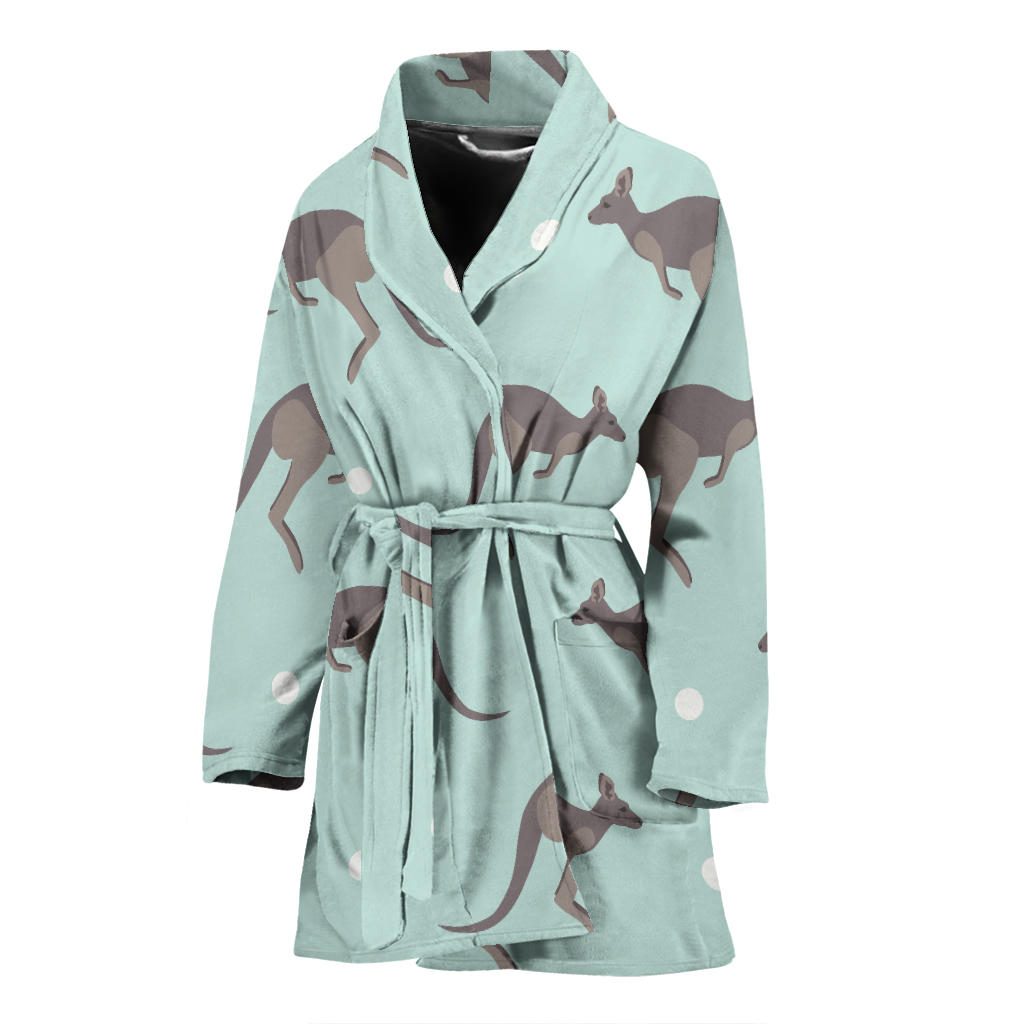 Kangaroos Pattern Print Design 04 Women Bathrobe