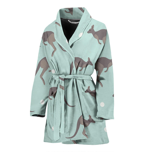 Kangaroos Pattern Print Design 04 Women Bathrobe