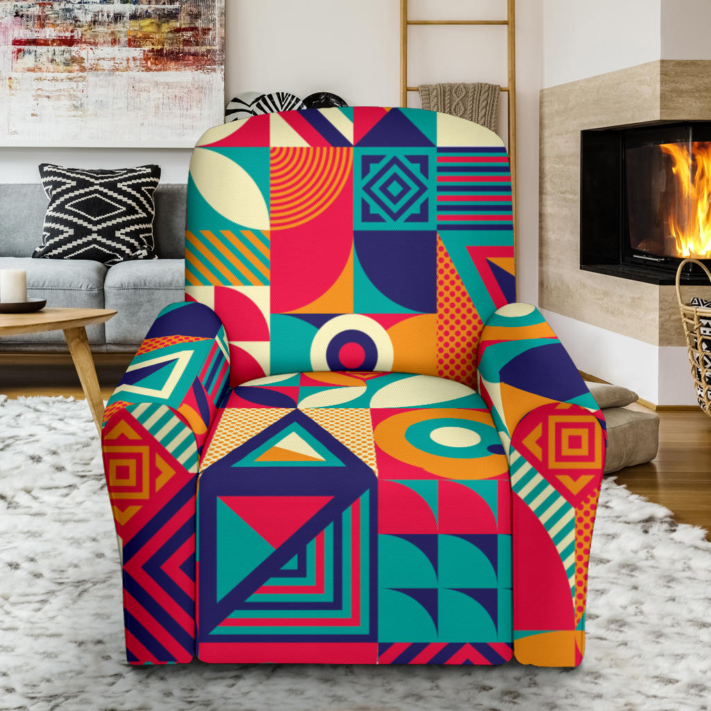 Mosaic Pattern Print Design 03 Recliner Slipcover with Pocket