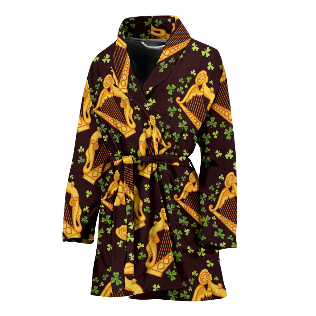 Harp Pattern Print Design 02 Women Bathrobe