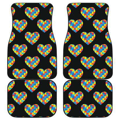 Autism Awareness Heart Design Print Car Floor Mats Front Back