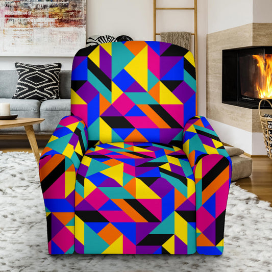 90s Colorful Pattern Print Design 1 Recliner Slipcover with Pocket