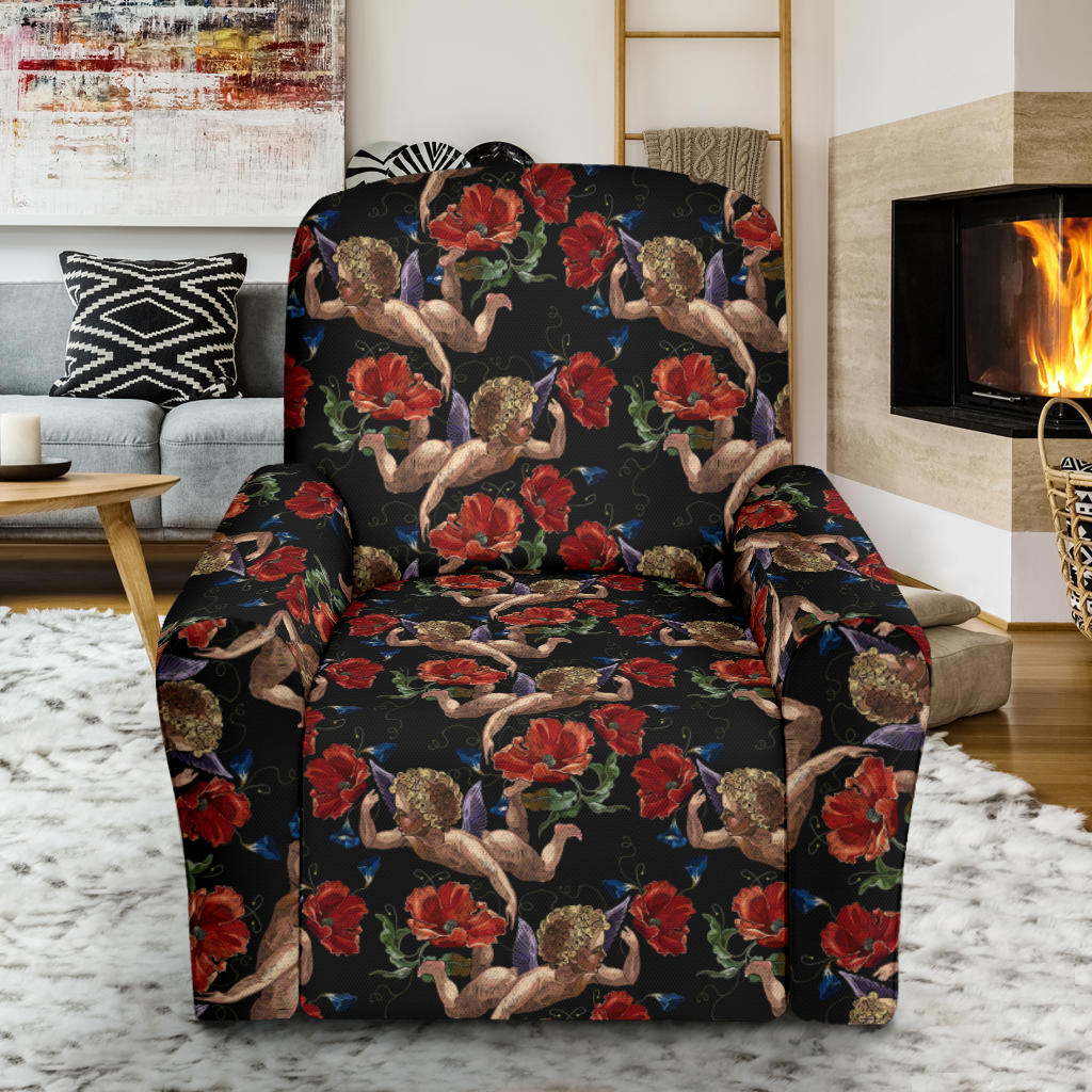 Cupid Pattern Print Design 05 Recliner Slipcover with Pocket