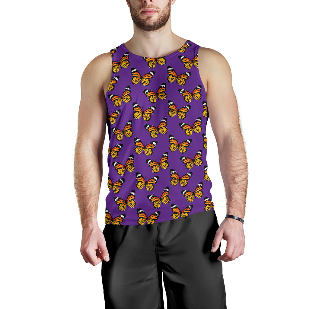 Monarch Butterfly Purple Print Pattern Men Tank Top
