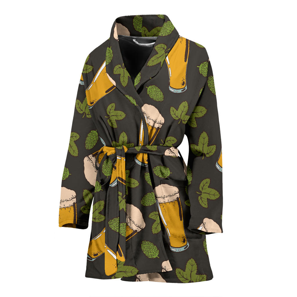 Beer Iris Pattern Print Design 02 Women Bathrobe