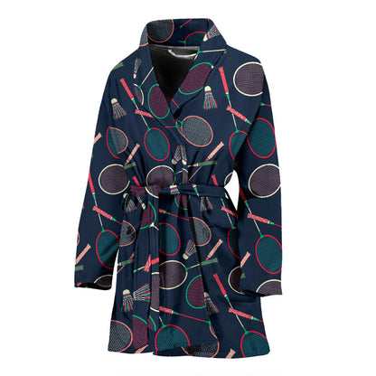 Badminton Pattern Print Design 03 Women Bathrobe
