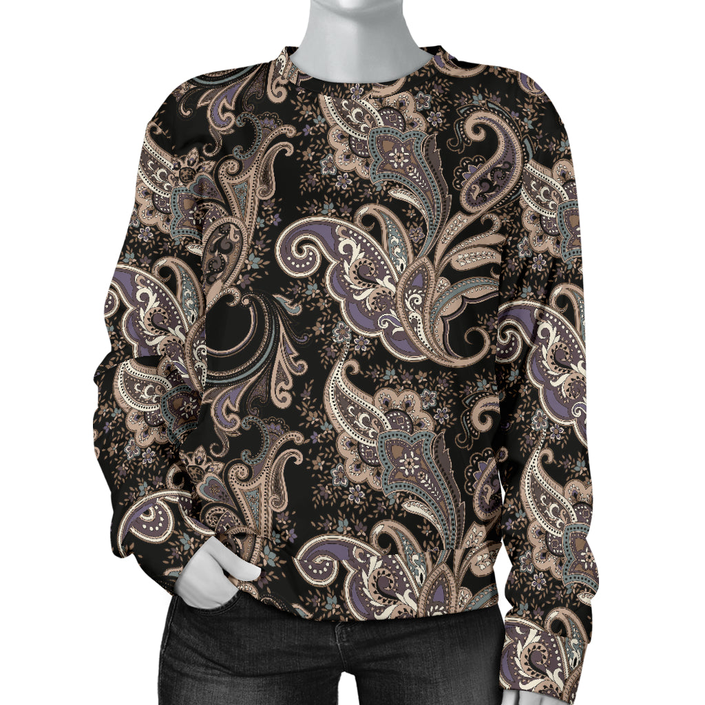 Paisley Mandala Design Print Women Long Sleeve Sweatshirt