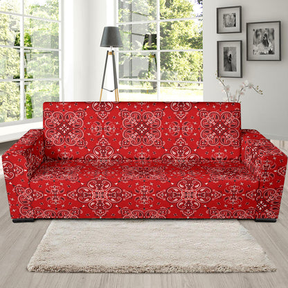 Bandana Red Pattern Print Design LKS3010 Sofa Slipcover