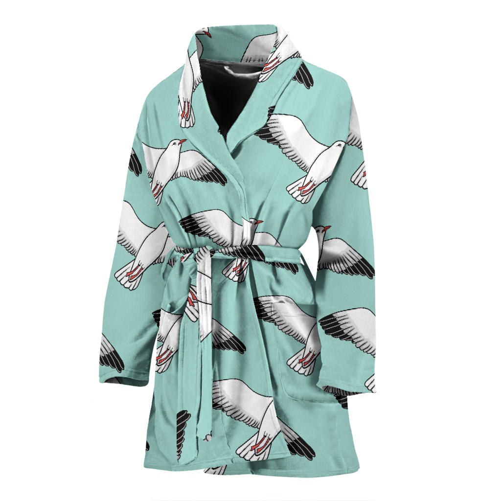 Pigeon Pattern Print Design 02 Women Bathrobe