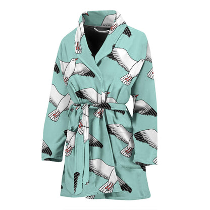 Pigeon Pattern Print Design 02 Women Bathrobe