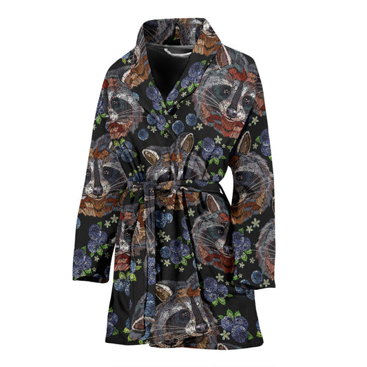 Raccoon Pattern Print Design A03 Women Bathrobe