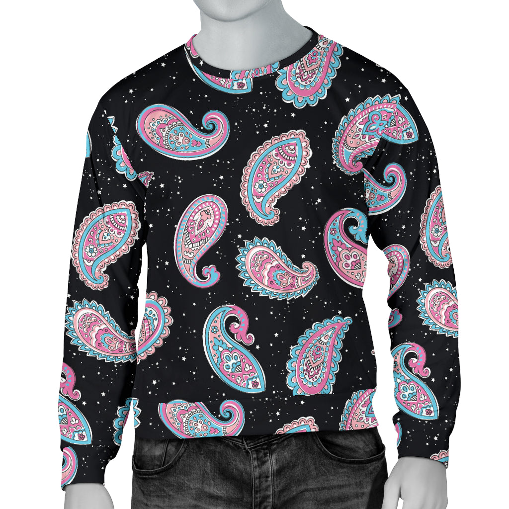 Paisley Pink Design Mandala Print Men Long Sleeve Sweatshirt