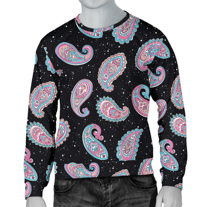 Paisley Pink Design Mandala Print Men Long Sleeve Sweatshirt