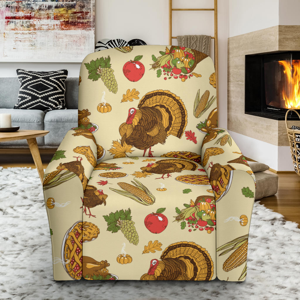 Thanksgiving Print Design LKS302 Recliner Slipcover with Pocket