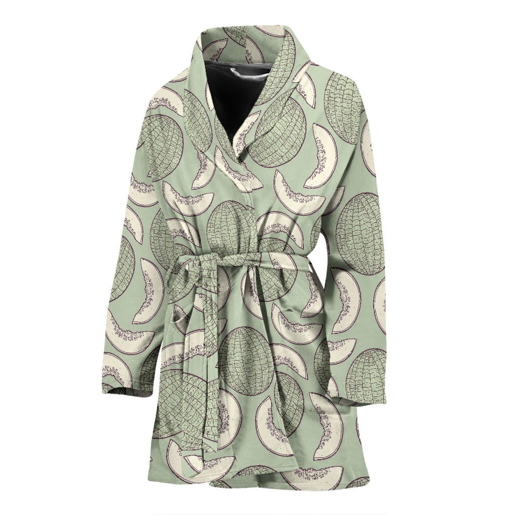 Cantaloupe Pattern Print Design 01 Women Bathrobe