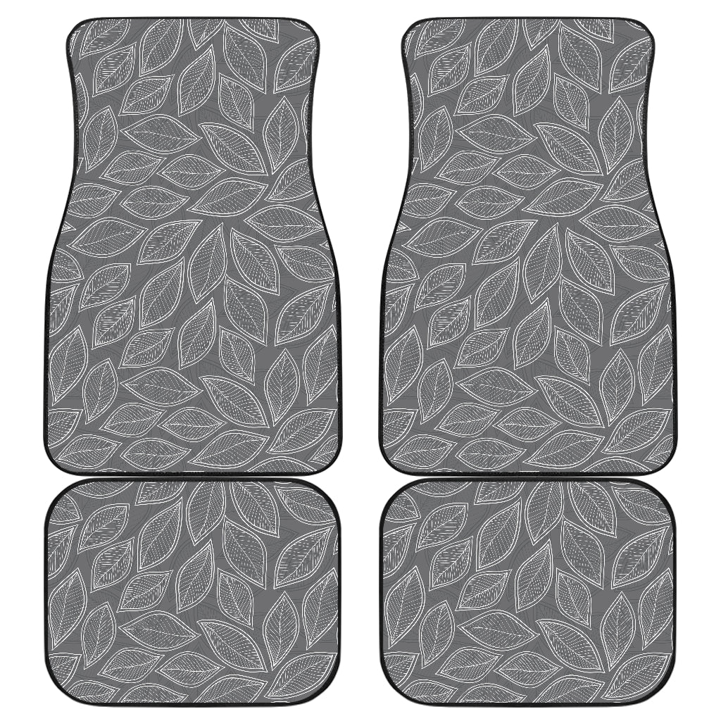 Elm Leave Grey Print Pattern Car Floor Mats Front Back