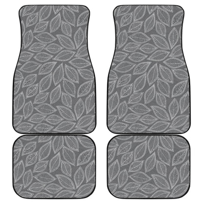 Elm Leave Grey Print Pattern Car Floor Mats Front Back