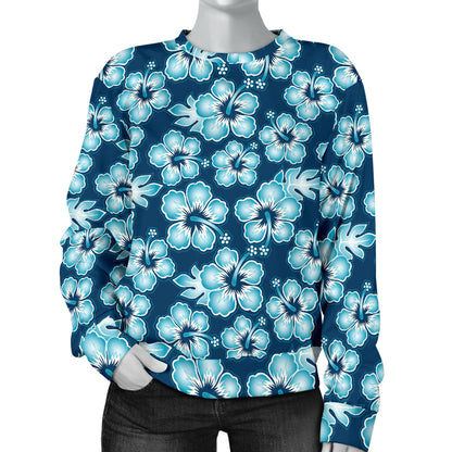 Hibiscus Flower Hawaiian Themed Women Long Sleeve Sweatshirt