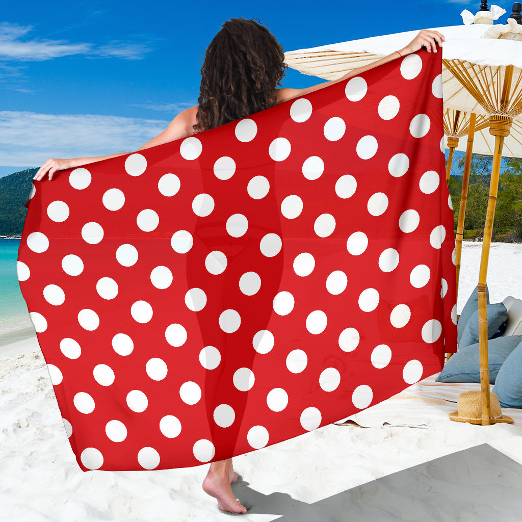 Polka Dot Red Pattern Print Design 04 Sarong Pareo Wrap