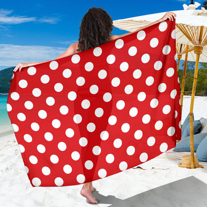 Polka Dot Red Pattern Print Design 04 Sarong Pareo Wrap