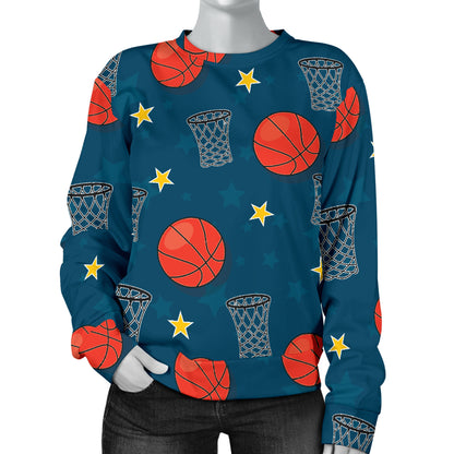 Basketball Classic Print Pattern Women Long Sleeve Sweatshirt