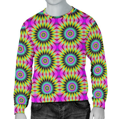 Optical illusion Flower Rainbow Style Men Long Sleeve Sweatshirt