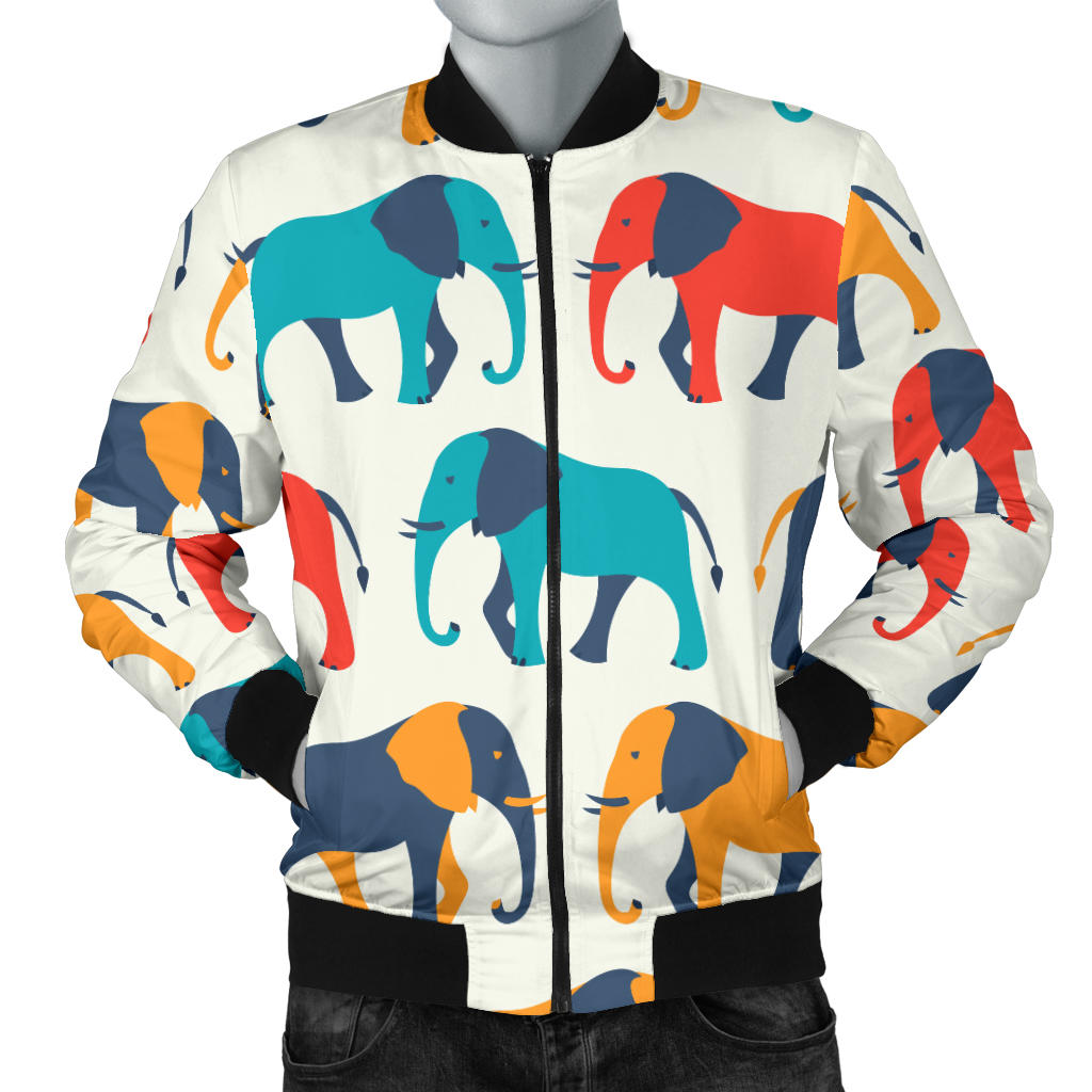 Elephant Colorful Print Pattern Men Bomber Jacket